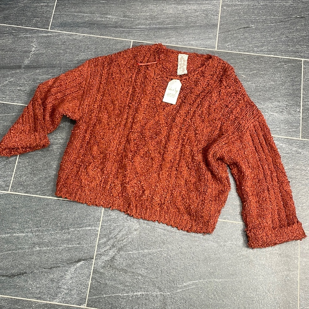 Oversized chenille knit sweater burnt orange